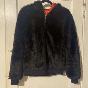 Sourpuss cat ear faux fur jacket fits like XL